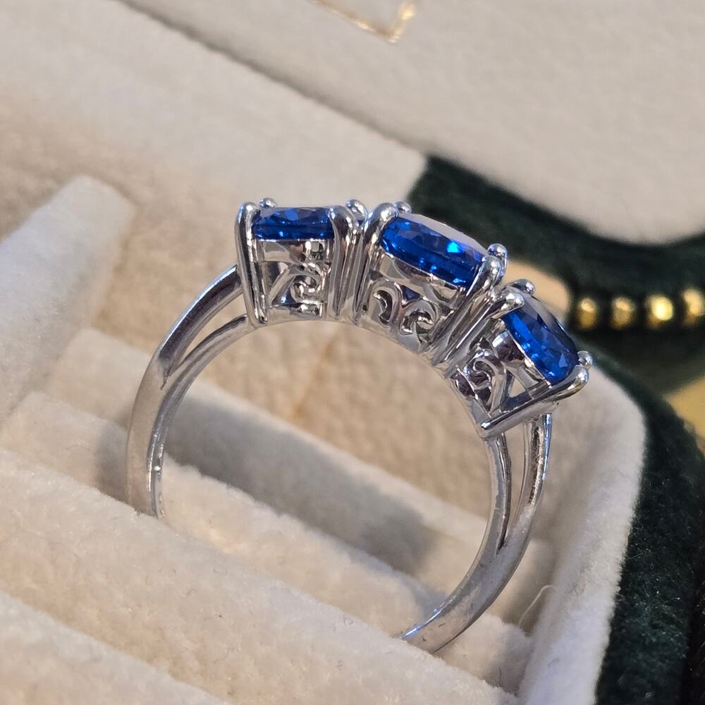 Vintage BBJ Bangkok Sterling Silver Blue Sapphire Statement Ring - Picture 13 of 16